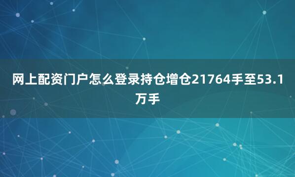 网上配资门户怎么登录持仓增仓21764手至53.1万手